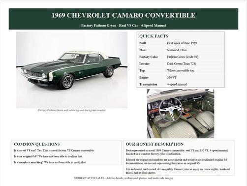 1969 Chevrolet Camaro Base