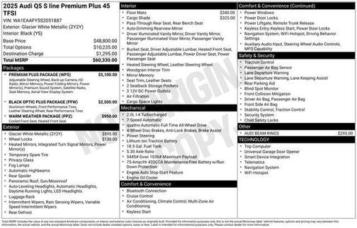 Glacier White Metallic 2025 Audi Q5 45 S line Premium Plus