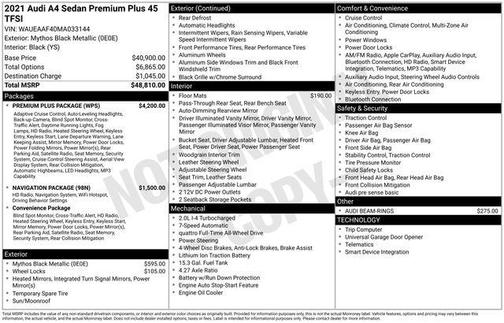 2021 Audi A4 45 S line Premium Plus