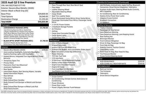 2025 Audi Q3 Premium 45 TFSI S line quattro Tiptronic