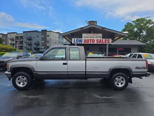 Silver/Maroon 1992 Chevrolet 3500 Fleetside