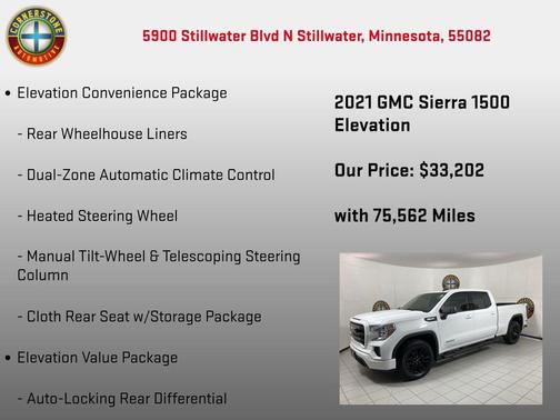 Summit White 2021 GMC Sierra 1500 Elevation
