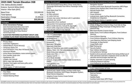 Summit White 2025 GMC Terrain AWD Elevation