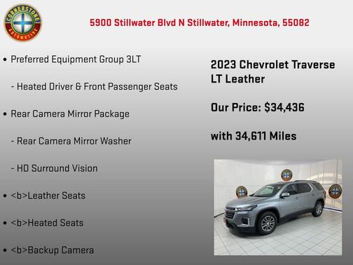 Sterling Gray Metallic 2023 Chevrolet Traverse LT Leather