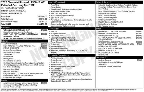 Summit White 2025 Chevrolet Silverado 2500 WT