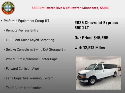 Summit White 2025 Chevrolet Express 3500 RWD 3500 Extended Wheelbase LT