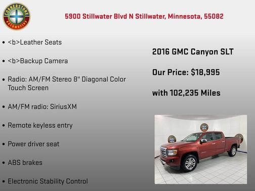 Red 2016 GMC Canyon SLT