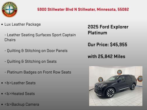 Agate Black Metallic 2025 Ford Explorer Platinum