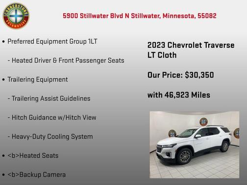 Summit White 2023 Chevrolet Traverse LT Cloth