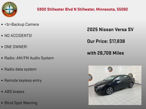 Super Black 2025 Nissan Versa 1.6 SV