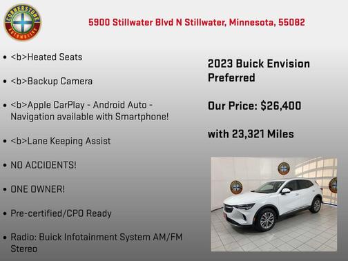Summit White 2023 Buick Envision Preferred