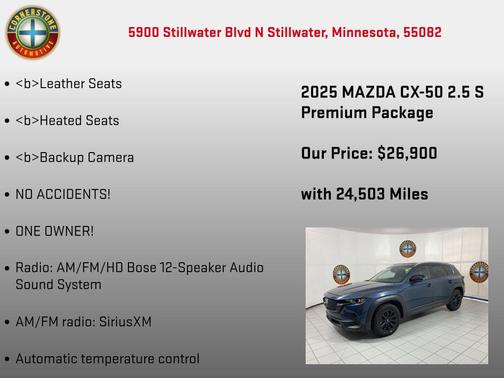 Ingot Blue Metallic 2025 Mazda CX-50 2.5 S Premium Package