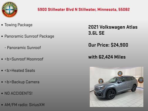 Platinum Gray Metallic 2021 Volkswagen Atlas 3.6L SE w/Technology