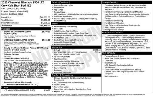 Summit White 2023 Chevrolet Silverado 1500 LTZ