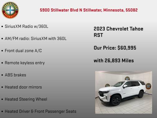 Summit White 2023 Chevrolet Tahoe 4WD RST