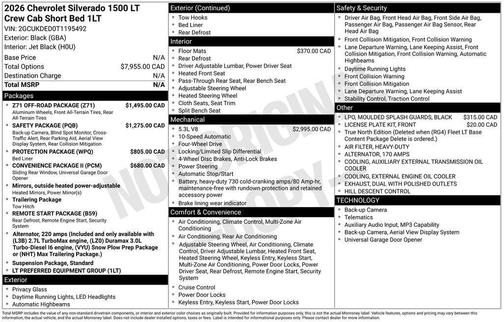 Black 2026 Chevrolet Silverado 1500 LT