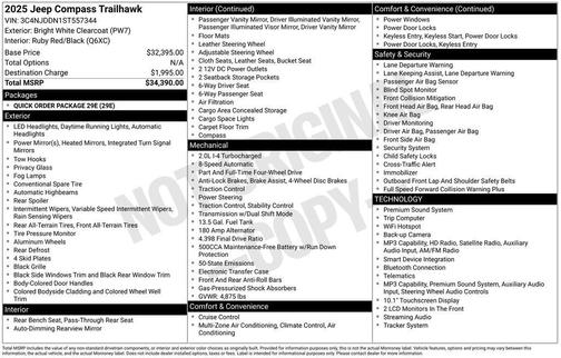 Bright White Clearcoat 2025 Jeep Compass Trailhawk