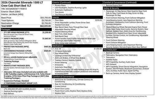 Black 2026 Chevrolet Silverado 1500 LT
