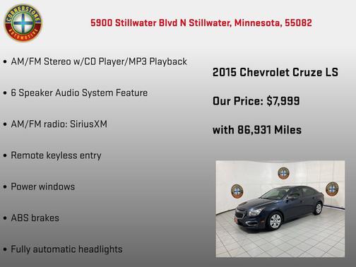 Blue Ray Metallic 2015 Chevrolet Cruze LS