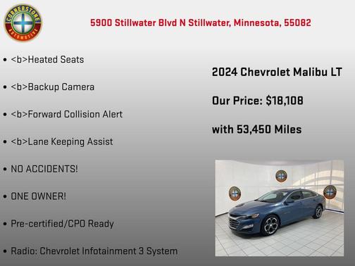 Lakeshore Blue Metallic 2024 Chevrolet Malibu LT