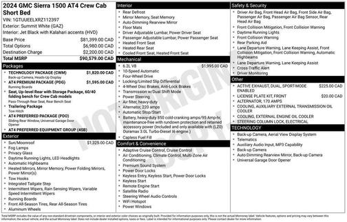 Summit White 2024 GMC Sierra 1500 AT4