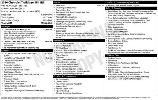 Apex Red 2026 Chevrolet Trailblazer RS