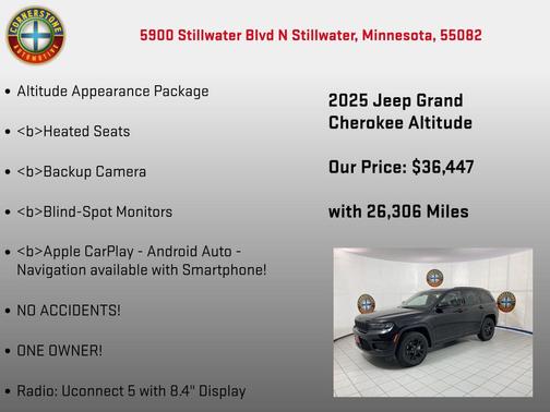 Diamond Black Crystal Pearlcoat 2025 Jeep Grand Cherokee Altitude