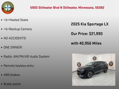 Ebony Black 2025 Kia Sportage LX