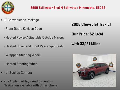 Crimson Metallic 2025 Chevrolet Trax LT