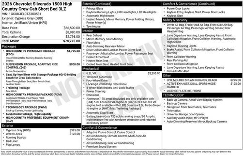 Gray 2026 Chevrolet Silverado 1500 High Country