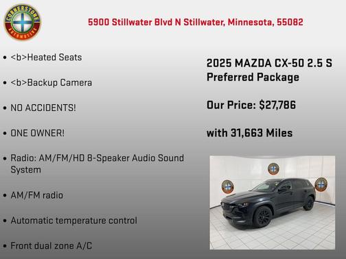Jet Black Mica 2025 Mazda CX-50 2.5 S Preferred Package