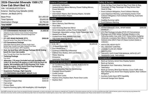 Gray 2026 Chevrolet Silverado 1500 LTZ