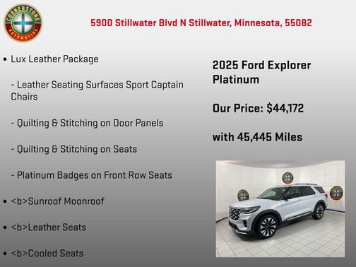 White Metallic 2025 Ford Explorer Platinum