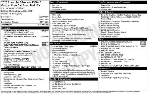 Sterling Gray Metallic 2026 Chevrolet Silverado 2500 Custom