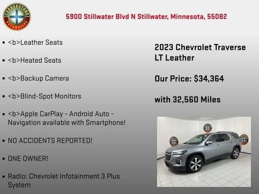 Sterling Grey Metallic 2023 Chevrolet Traverse LT Leather