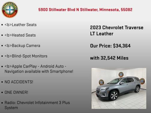 Sterling Grey Metallic 2023 Chevrolet Traverse LT Leather