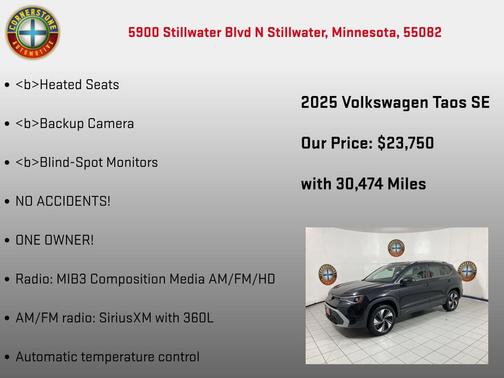 Deep Black Pearl 2025 Volkswagen Taos 1.5T SE
