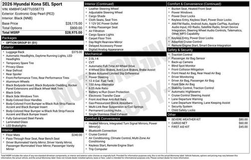 2026 Hyundai KONA SEL Sport