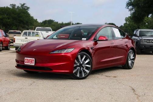 Red 2025 Tesla Model 3 Long Range