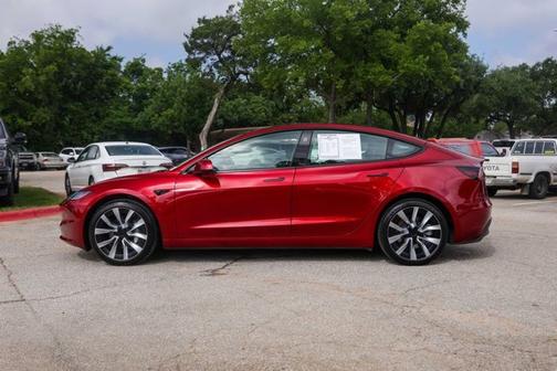 Red 2025 Tesla Model 3 Long Range