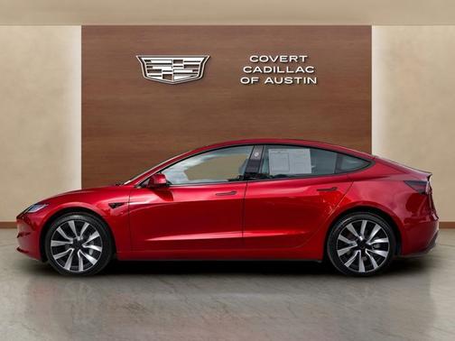 Red 2025 Tesla Model 3 Long Range