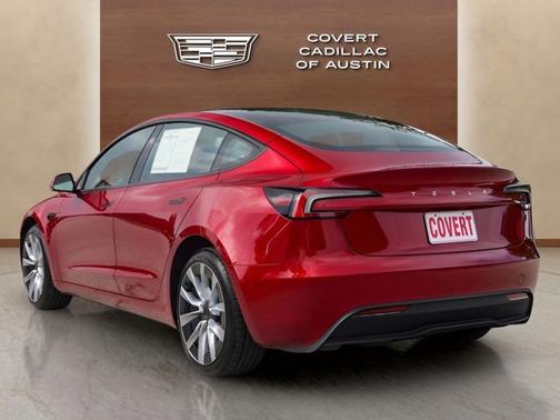 Red 2025 Tesla Model 3 Long Range
