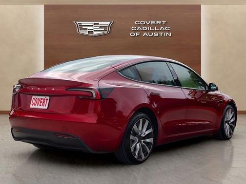 Red 2025 Tesla Model 3 Long Range