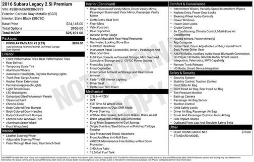 2016 Subaru Legacy 2.5i Premium