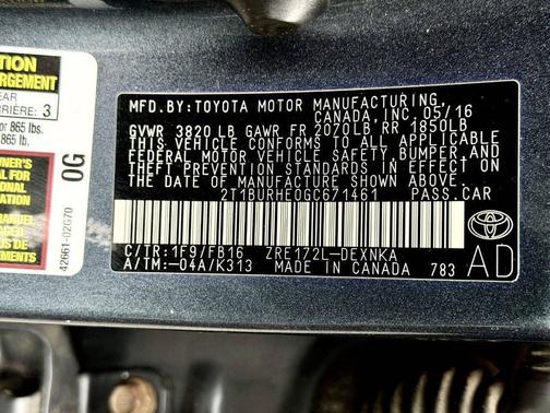 Slate Metallic 2016 Toyota Corolla LE Plus