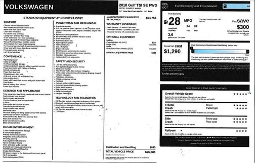 2018 Volkswagen Golf TSI SE