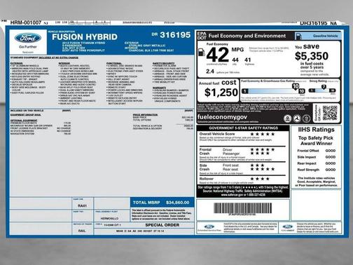 Sterling Gray 2013 Ford Fusion Hybrid Titanium