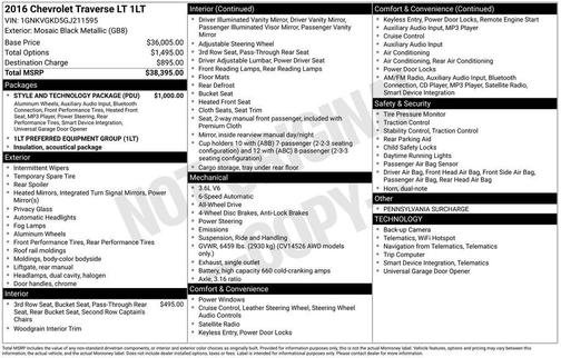 Mosaic Black Metallic 2016 Chevrolet Traverse 1LT