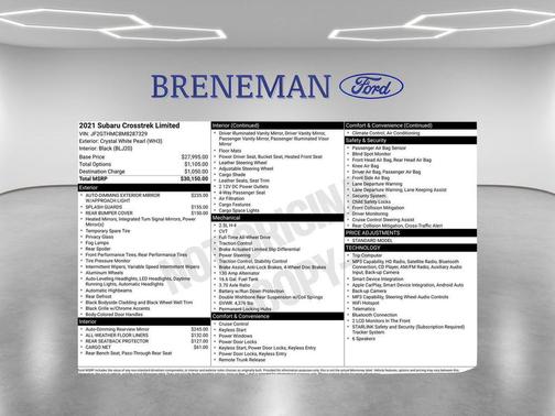 Crystal White Pearl 2021 Subaru Crosstrek Limited