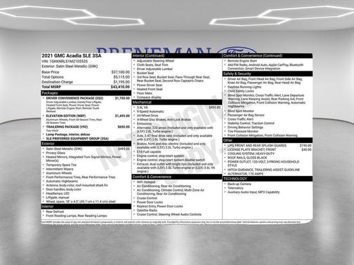 Satin Steel Metallic 2021 GMC Acadia SLE